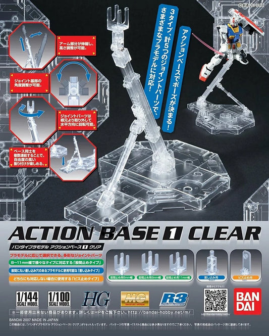 Action Base 1 Clear 1:100 Scale Gundam Model Kit Display Stand
