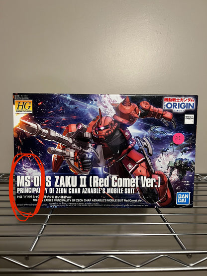 [DAMAGED BOX A1] Mobile Suit Gundam: The Origin Char's MS-06S Zaku II Red Comet Version High Grade 1:144 Scale Model Kit